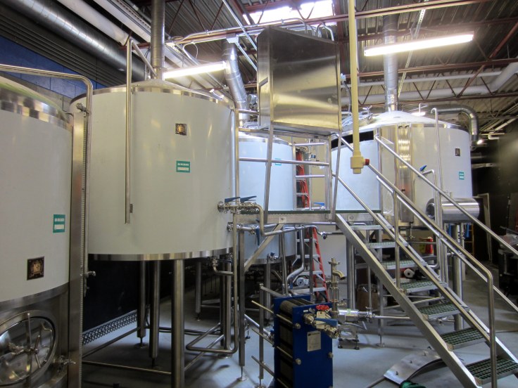 The new brewing equipment at Zauber.  So new the white protective tape has yet to be removed.