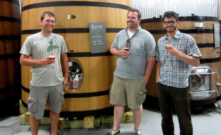 My partners for the day in front of a Foudre of Helena. Left to right you have Brian, Brent and Jamie 