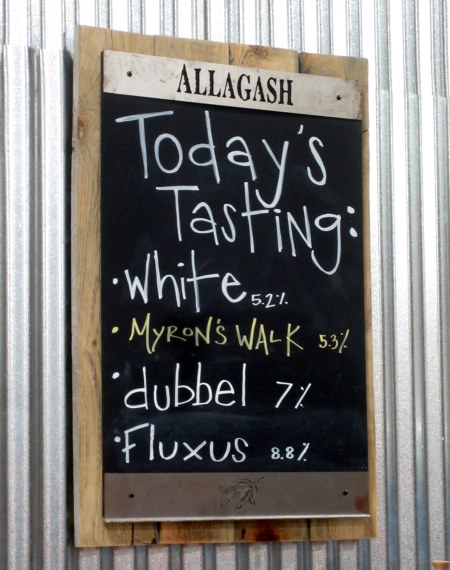 The tasting lineup on the day we visited.