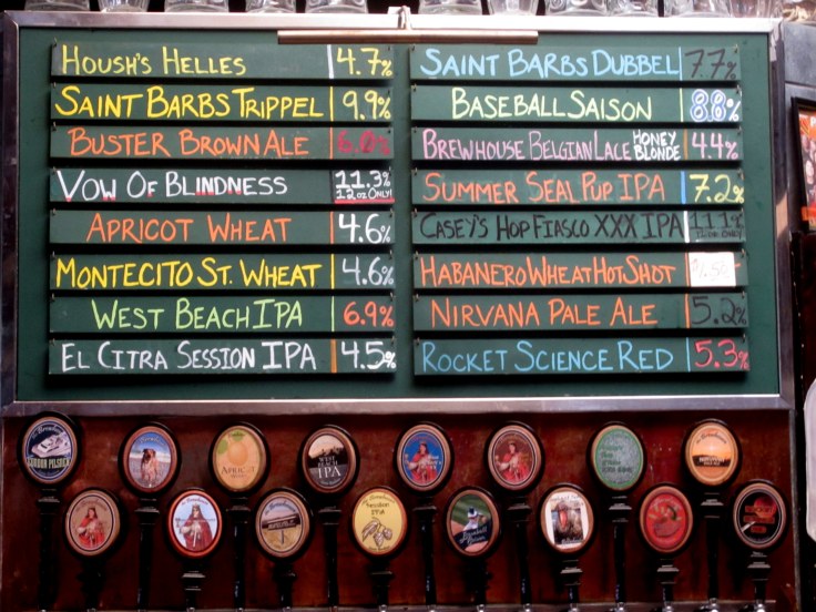 The beer menu at the Brewhouse on the day we visited.