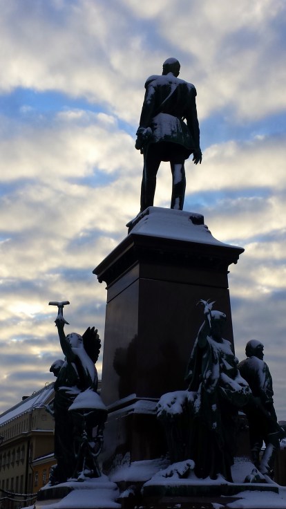 The statue of Alexander II located in front of Helsinki cathedral.