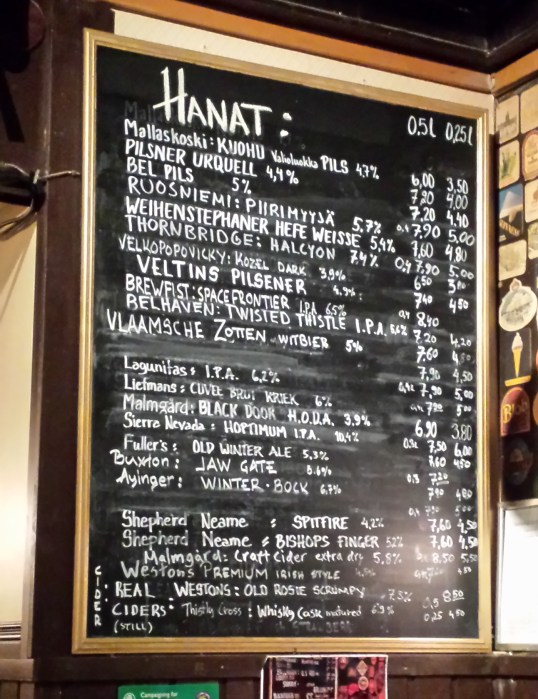Check out the prices and selection of ales at the Black Door.