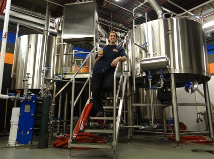 Head brewer Cameron Lloyd and the shiny new brewkit at Zauber.