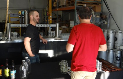 Craig O'Herron talks shop at the Sideswipe taproom.
