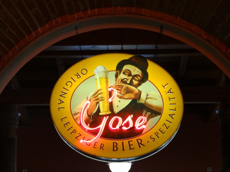 A beer sign advertising the pride of Leipzig at the Bayerischer Bahnhof Brauerei.