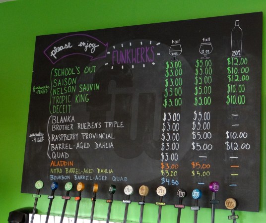 The menu board at Funkwerks.