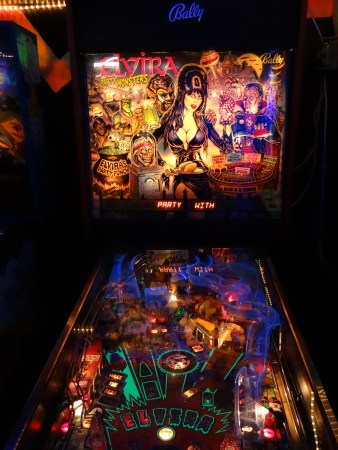 The Elvira pinball machine in the game room at Oskar Blues in Lyons. An arcade straight out of the early 1980s.